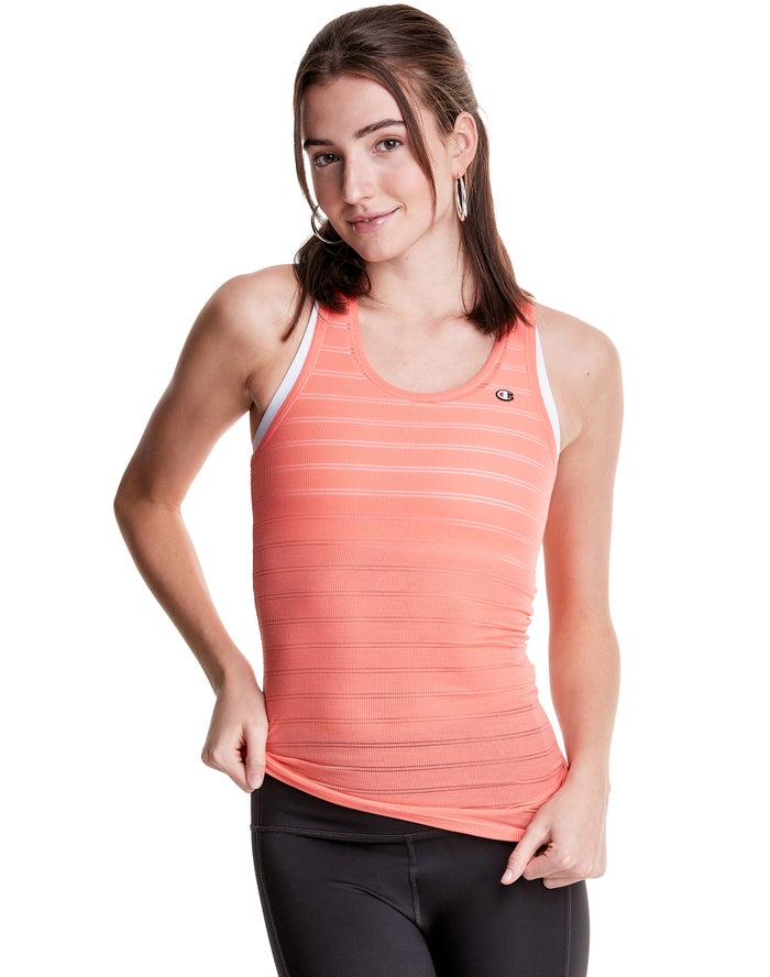 Champion Dame Tank Top Koral - Ribbed Racerback - Danmark CLX-530472